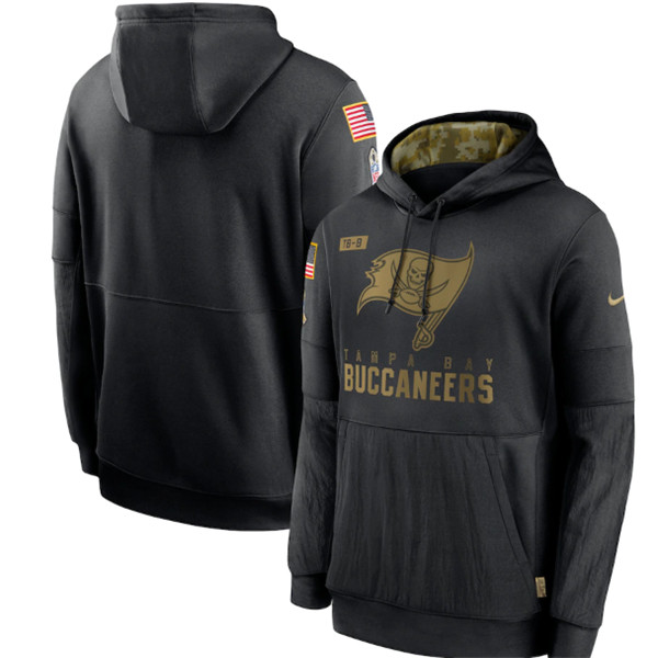 Men's Tampa Bay Buccaneers Black NFL 2020 Salute To Service Sideline Performance Pullover Hoodie